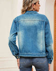 Dark Slate Blue Washed Denim Jacket Sentient Beauty Fashions Apparel & Accessories