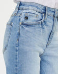 Dark Gray Kancan High Waist Raw Hem Straight Jeans Sentient Beauty Fashions jeans