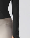 Black Zip Up Mock Neck Active Outerwear Sentient Beauty Fashions Apparel & Accessories