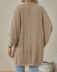Rosy Brown Open Front  Dropped Shoulder Cardigan Sentient Beauty Fashions Apparel & Accessories