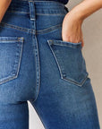 Dark Slate Gray Kancan High Rise Raw Hem Flare Jeans Sentient Beauty Fashions jeans