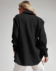 Black Textured Button Up Long Sleeve Shirt Sentient Beauty Fashions Apparel & Accessories