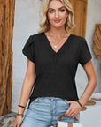 Dark Gray V-Neck Petal Sleeve T-Shirt Sentient Beauty Fashions Apparel & Accessories