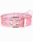 Pink Double Row Grommet PVC Belt Sentient Beauty Fashions *Accessories