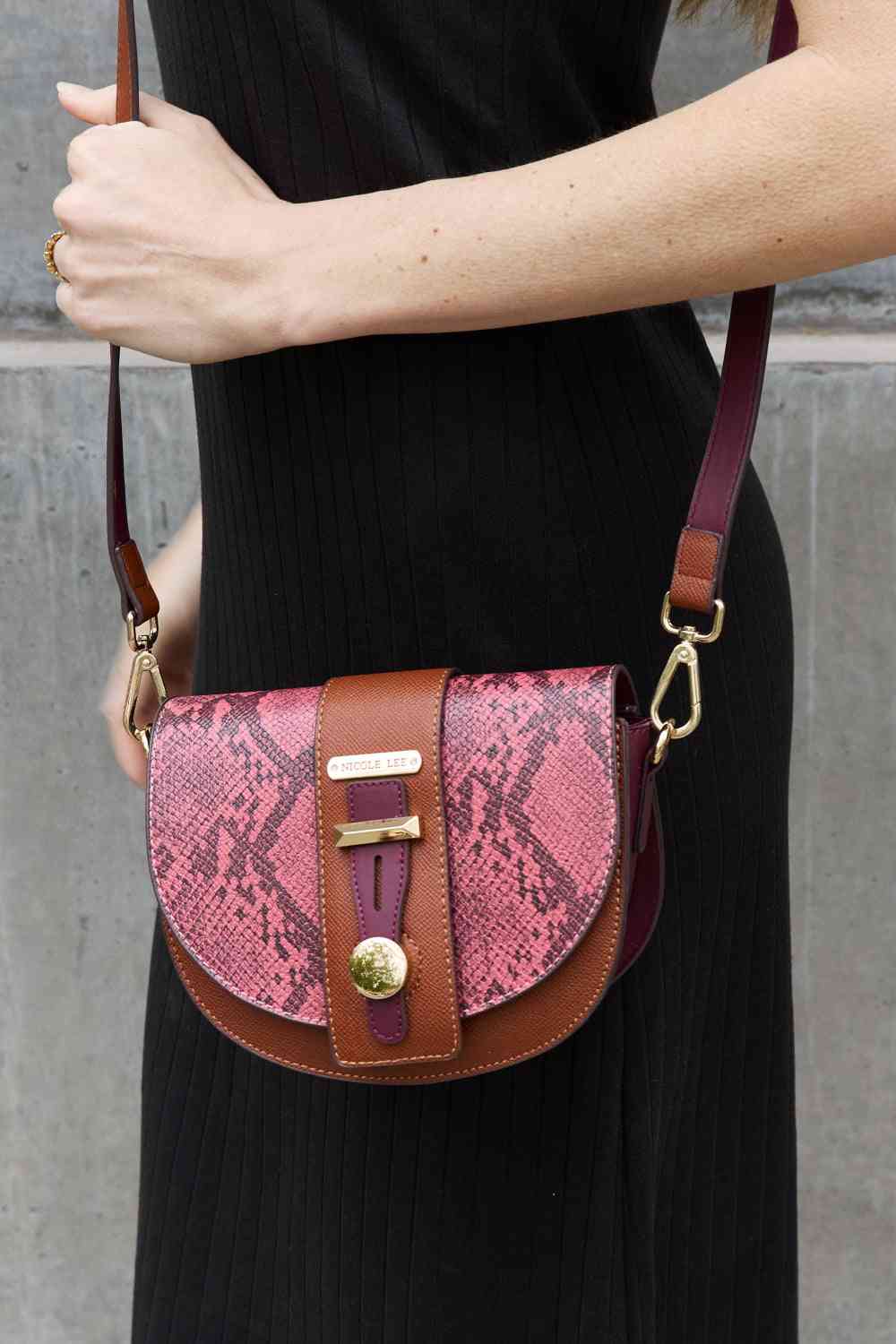 Black Nicole Lee USA Python 3-Piece Bag Set Sentient Beauty Fashions *Accessories