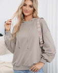 Gray Drawstring Long Sleeve Hoodie