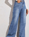 Gray High Waist Wide Leg Jeans Sentient Beauty Fashions Apparel & Accessories