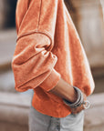 Rosy Brown Round Neck Dropped Shoulder Sweatshirt