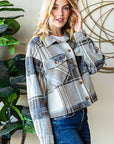 Gray Reborn J Plaid Button Up Long Sleeve Shacket Sentient Beauty Fashions Apparel & Accessories