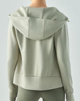 Gray Zip Up Hooded Active Outerwear Sentient Beauty Fashions Apparel & Accessories
