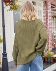 Rosy Brown Ribbed Drop Shoulder Lantern Sleeve Sweater