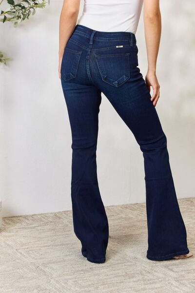 Light Gray Kancan Full Size Mid Rise Flare Jeans Sentient Beauty Fashions Apparel & Accessories