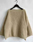 Light Gray Openwork Boat Neck Long Sleeve Sweater