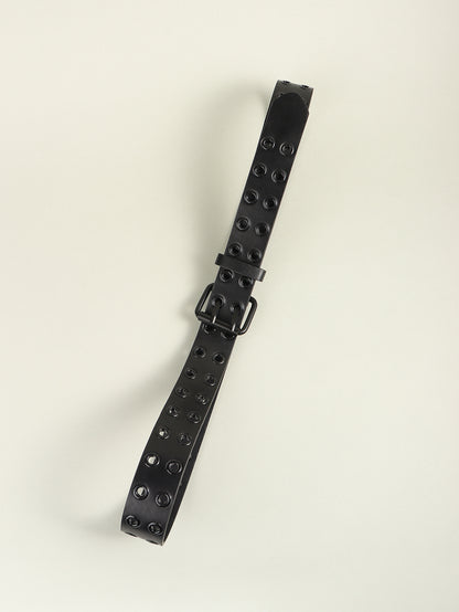 Antique White Grommet PU Leather Belt