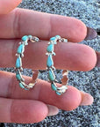 Dim Gray Artificial Turquoise Silver-Plated Hoop Earrings Sentient Beauty Fashions jewelry
