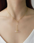 Rosy Brown Gold-Plated Bar Pendant OT Chain Necklace Sentient Beauty Fashions Jewelry