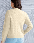 Light Gray Cable-Knit Button Up Dropped Shoulder Cardigan Sentient Beauty Fashions Apparel & Accessories