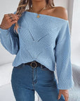 Gray Openwork Long Sleeve Sweater