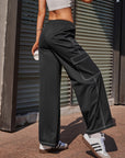 Contrast Stitching Pocketed Wide Leg Pants