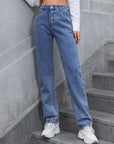 Slate Gray High Waist Straight Leg Jeans Sentient Beauty Fashions Apparel & Accessories