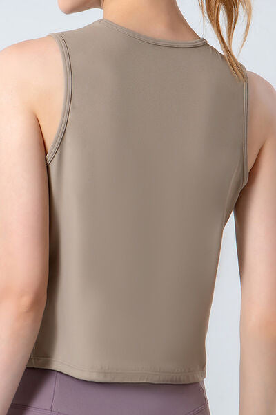 Rosy Brown Round Neck Active Tank Sentient Beauty Fashions Apparel &amp; Accessories