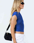 Lavender Backless Short Sleeve Cropped Blouse Sentient Beauty Fashions Apparel & Accessories
