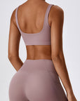 Rosy Brown Square Neck Cropped Sports Tank Top Sentient Beauty Fashions Apparel & Accessories
