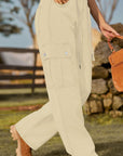 Tan Loose Fit Drawstring Jeans with Pocket Sentient Beauty Fashions Apparel & Accessories