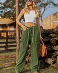 Dark Olive Green Straight Leg Cargo Jeans Sentient Beauty Fashions Apparel & Accessories