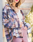 Gray Snap Up Plaid Collared Neck Jacket with Pocket Sentient Beauty Fashions Apparel & Accessories
