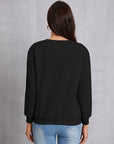 Black LOVE Round Neck Long Sleeve Sweatshirt Sentient Beauty Fashions Apparel & Accessories