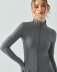 Dark Slate Gray Zip Up Active Outerwear with Pockets Sentient Beauty Fashions Apparel & Accessories