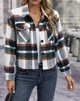 Dark Gray Plaid Button Up Jacket with Pockets Sentient Beauty Fashions Apparel & Accessories