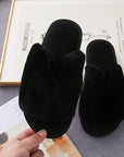 Black Faux Fur Open Toe Slippers Sentient Beauty Fashions