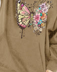 Dim Gray Simply Love Full Size Butterfly Graphic Dropped Shoulder Hoodie