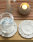 Dim Gray 11.8" Macrame Round Cup Mat Sentient Beauty Fashions Home Decor