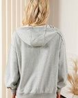 Gray Drawstring Long Sleeve Hoodie