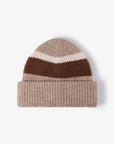 White Smoke Tricolor Cuffed Knit Beanie