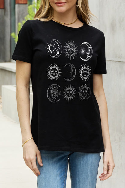 Simply Love Sun and Moon Graphic Cotton Tee