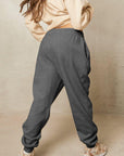 Tan Simply Love Full Size Drawstring DAISY Graphic Long Sweatpants Sentient Beauty Fashions Apparel & Accessories