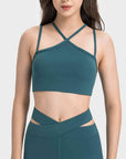 Dark Slate Gray Double-Strap Cropped Sports Cami Sentient Beauty Fashions Apparel & Accessories