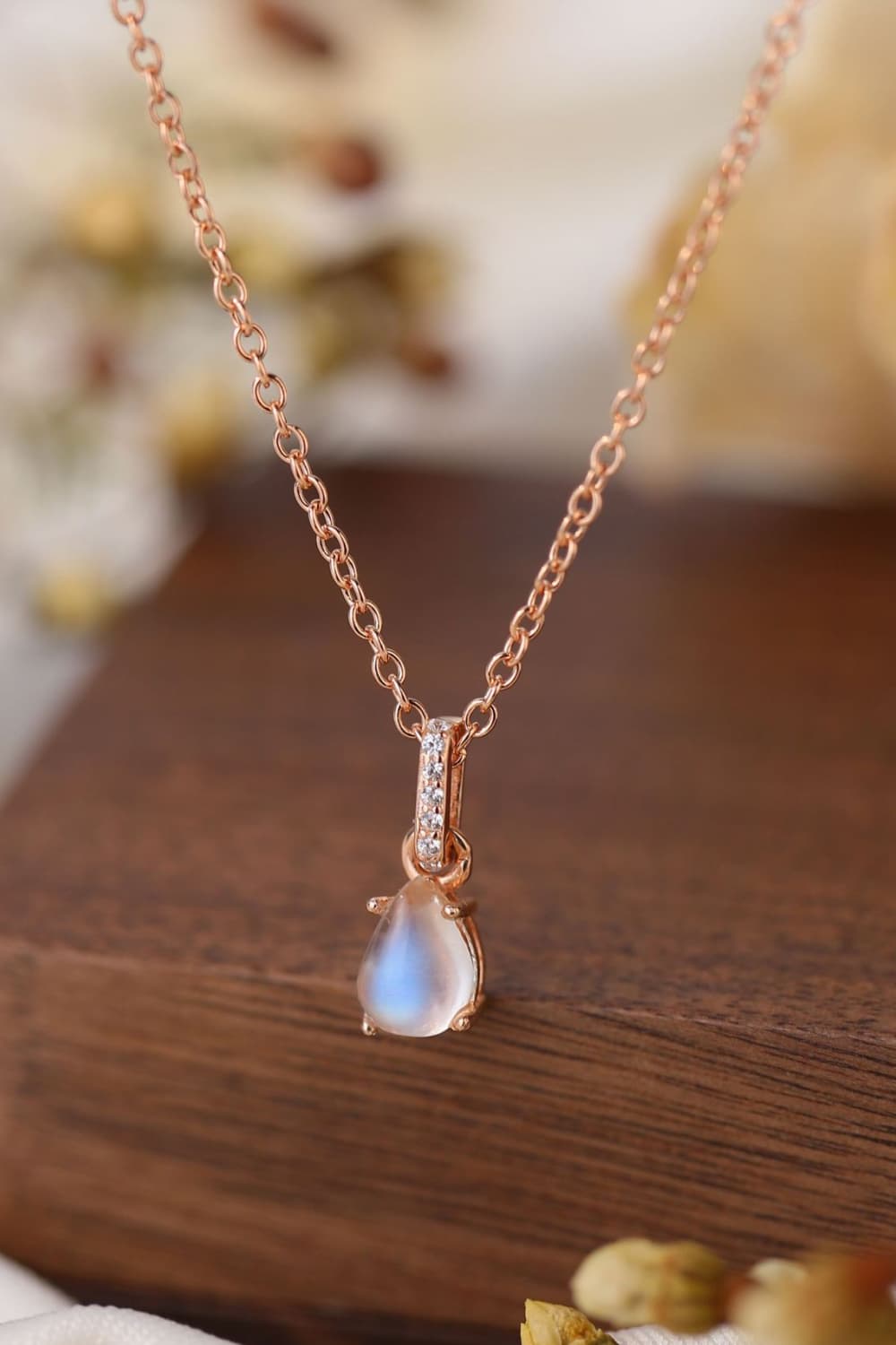 Dark Olive Green High Quality Natural Moonstone Teardrop Pendant 925 Sterling Silver Necklace Sentient Beauty Fashions jewelry