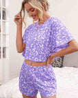 Light Gray Leopard Crop Top and Shorts Set Sentient Beauty Fashions Sleepwear