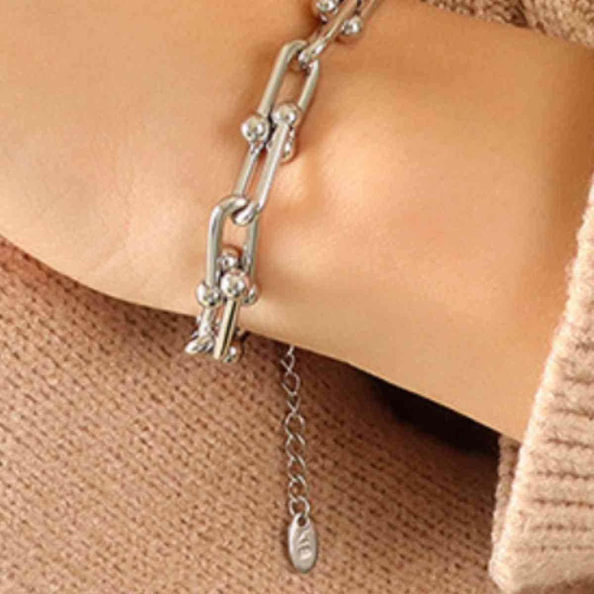 Dark Salmon Chunky Chain Titanium Steel Bracelet Sentient Beauty Fashions jewelry