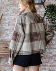 Rosy Brown Reborn J Plaid Button Up Long Sleeve Shacket Sentient Beauty Fashions jackets