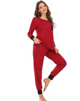 Brown Round Neck Top and Pants Lounge Set Sentient Beauty Fashions Sleepwear