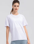 Light Gray Round Neck Short Sleeve Active Top