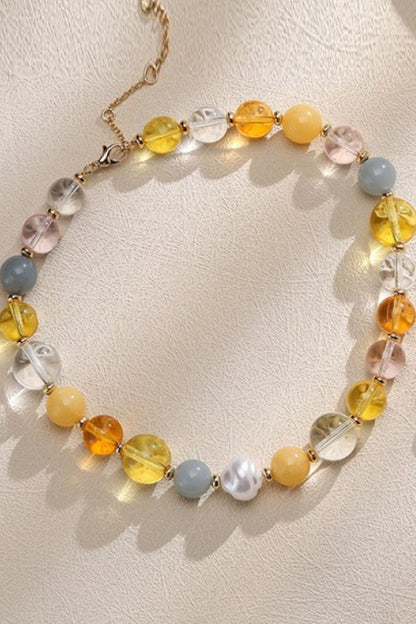 Gray Multicolored Bead Necklace