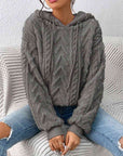 Slate Gray Drawstring Long Sleeve Hoodie