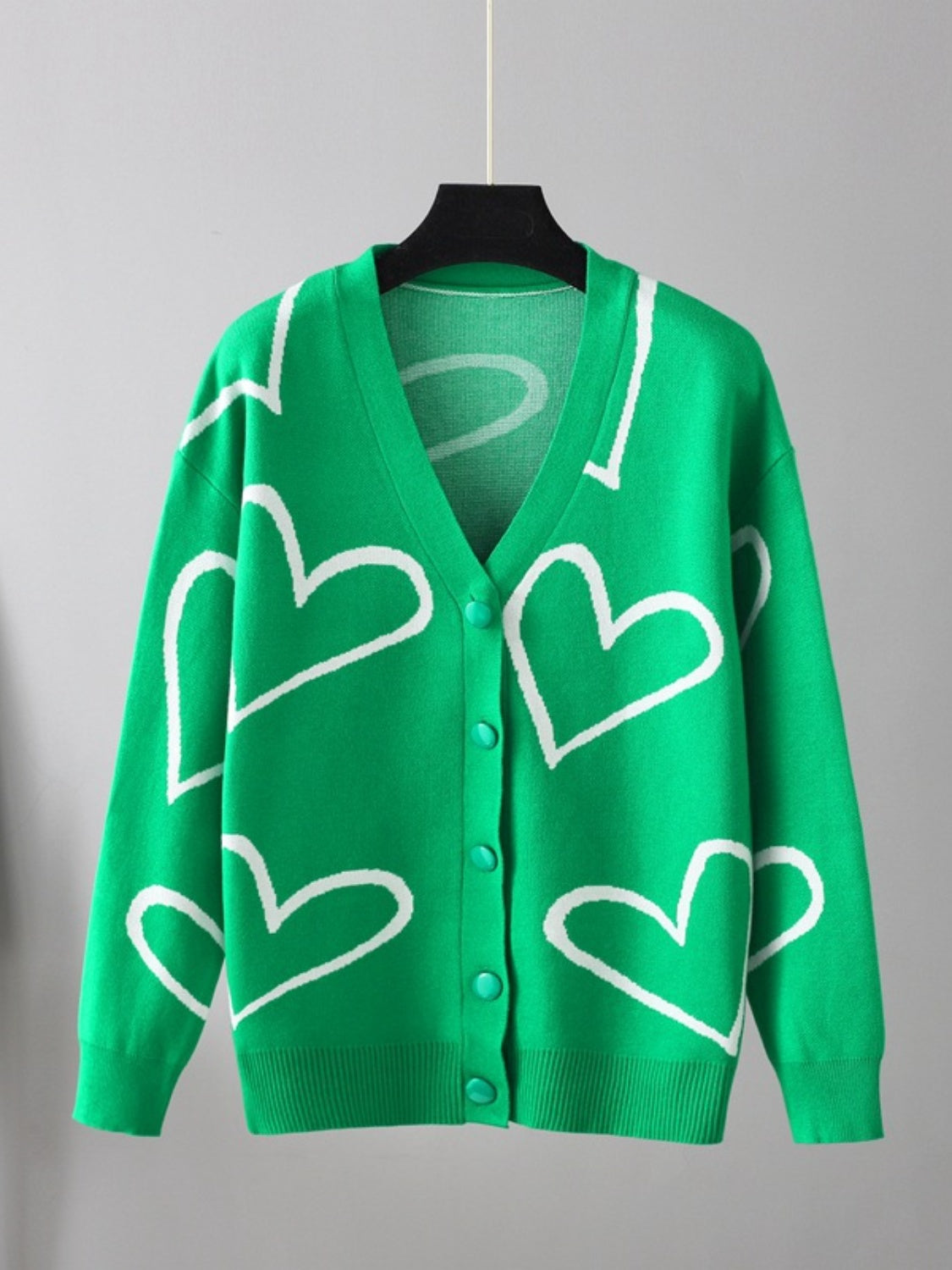 Sea Green Heart Button Down Cardigan Sentient Beauty Fashions Apparel &amp; Accessories